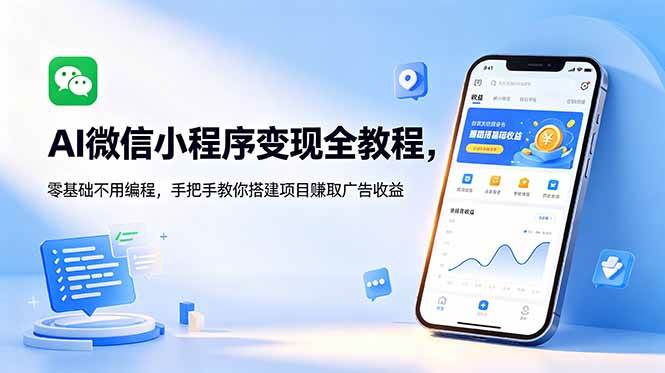 （18773期）AI微信小程序变现全教程，零基础不用编程，手把手教你搭建项目赚取广告收益-云创网