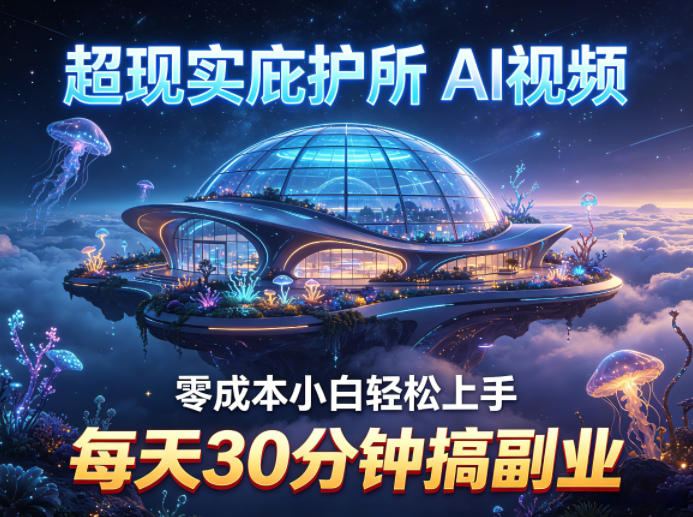 超现实庇护所AI视频项目拆解，零成本小白轻松上手，每天30分钟搞副业-云创网