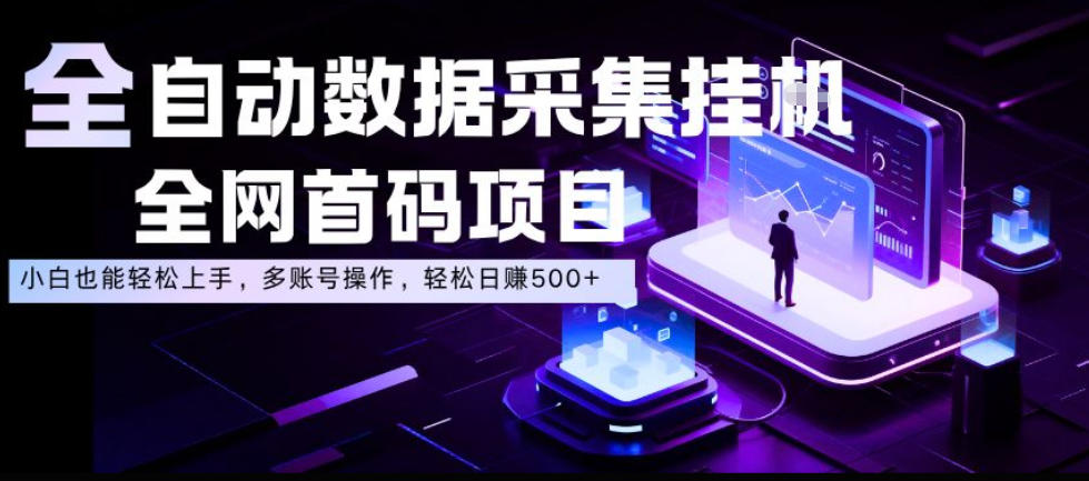 全自动数据采集挂G，全网首码项目，简单易操作，小白也能轻松上手，多账号操作，轻松日入500+【揭秘】-云创网