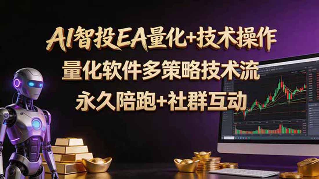 AI智投EA量化操作技术训练营，软件自动操作，简单学习轻松上入手日入30-100U-云创网