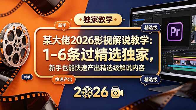 （18946期）某大佬2026影视解说教学：1-6条过精选独家，新手也能快速产出精选级解说内容-云创网