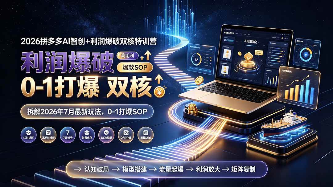 （19562期）2026拼多多AI智创+利润爆破双核特训营-更新：拆解2026年7月最新玩法，0-1打爆SOP-云创网