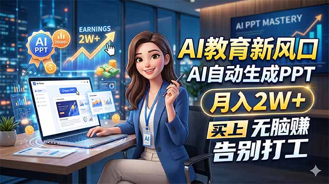 AI教育新风口，AI自动生成PPT，月入2W+，无脑赚，告别打工-云创网