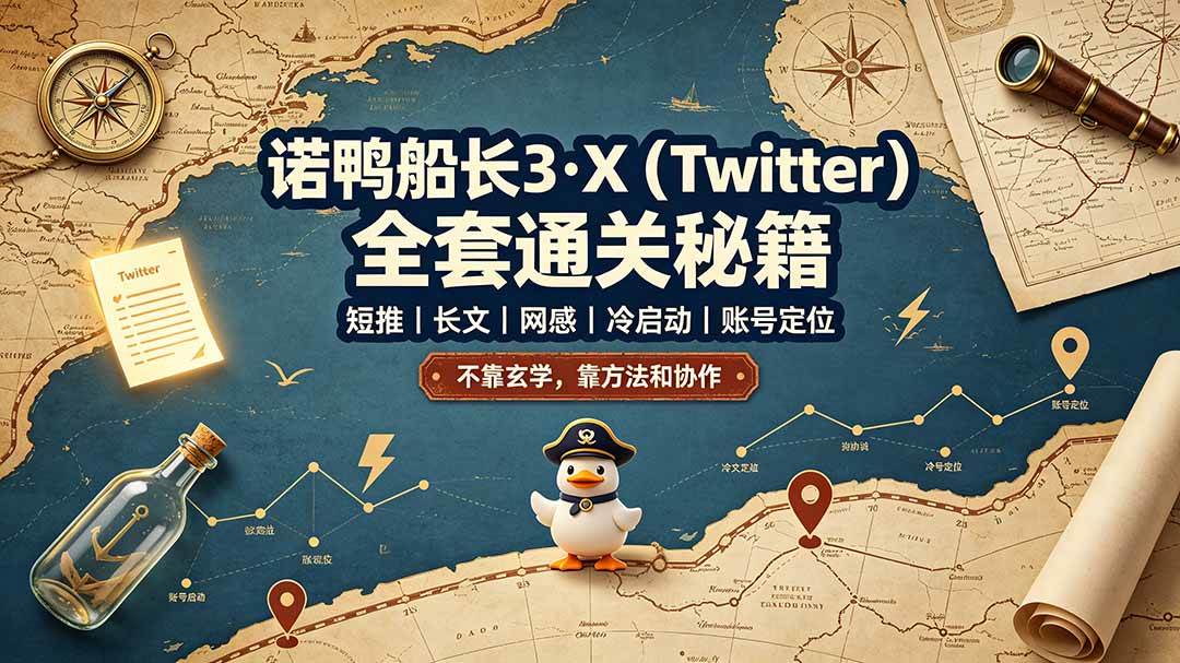 （19215期）诺鸭船长3·X（Twitter）全套通关秘籍，短推、长文、网感、冷启动、账号定位，不靠玄学，靠方法和协作-云创网