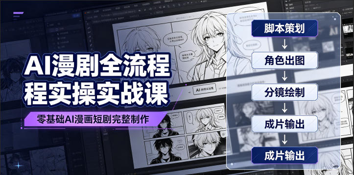 AI漫剧全流程实操实战课｜零基础AI漫画短剧完整制作、脚本出图成片全链路落地教程-云创网