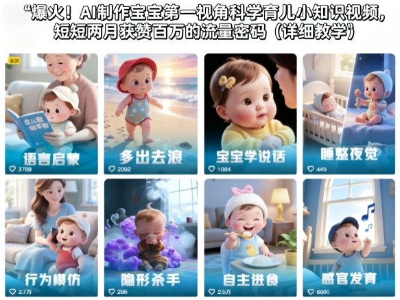 爆火！AI制作宝宝第一视角科学育儿小知识视频，短短两月获赞百万的流量密码(详细教学)-云创网