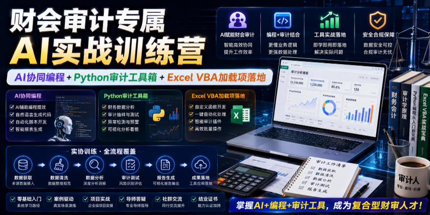 财会审计专属AI实战训练营｜AI协同编程+Python审计工具箱+Excel VBA加载项落地-云创网