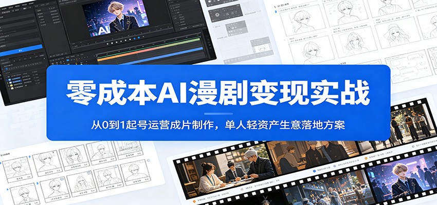 零成本AI漫剧变现实战：从0到1起号运营成片制作，单人轻资产生意落地方案-云创网