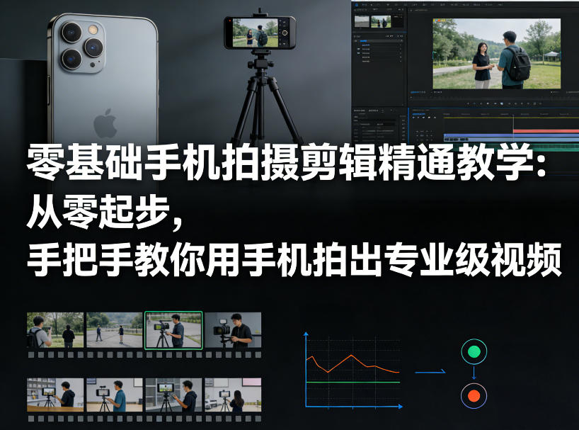 零基础手机拍摄剪辑精通教学：从零起步，手把手教你用手机拍出专业级视频-云创网