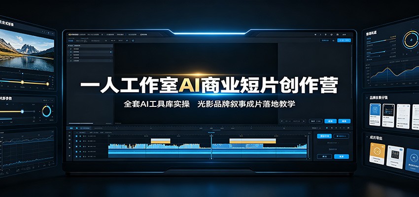 一人工作室AI商业短片创作营：全套AI工具库实操，光影品牌叙事成片落地教学-云创网