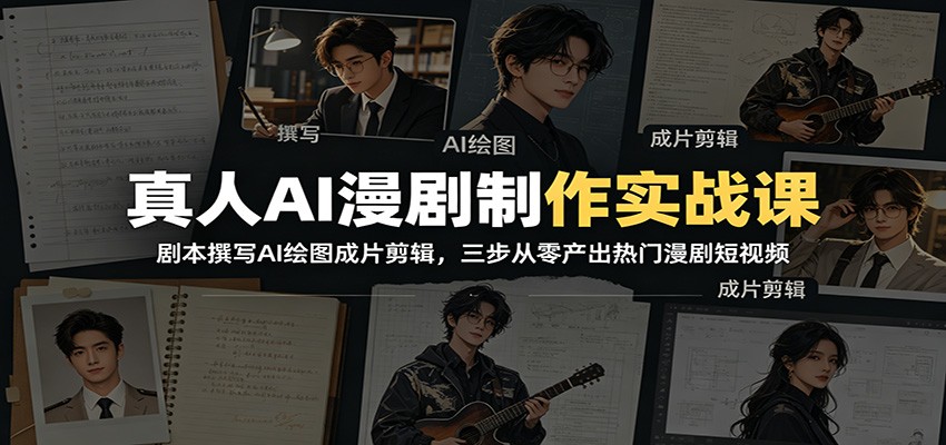 真人AI漫剧制作实战课：剧本撰写AI绘图成片剪辑，三步从零产出热门漫剧短视频-云创网