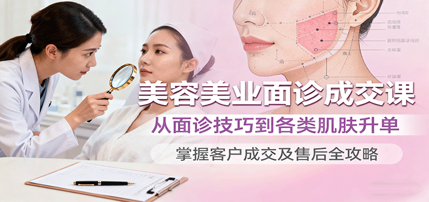 美容美业面诊成交课，从面诊技巧到各类肌肤升单，掌握客户成交及售后全攻略-云创网