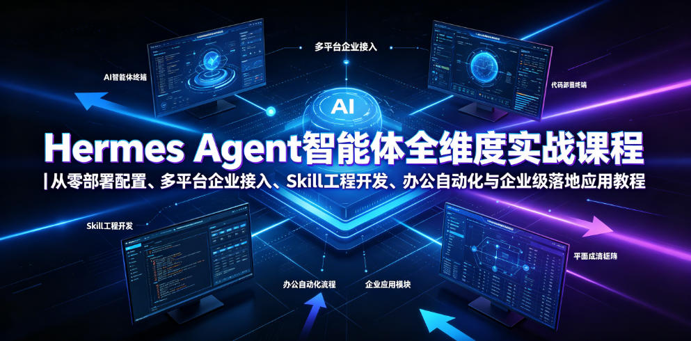 Hermes Agent智能体全维度实战课程｜从零部署配置、多平台企业接入、Skill工程开发、办公自动化与企业级落地应用教程-云创网