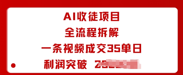 AI收徒项目全流程拆解一条视频成交35单日利润突破1k+-云创网