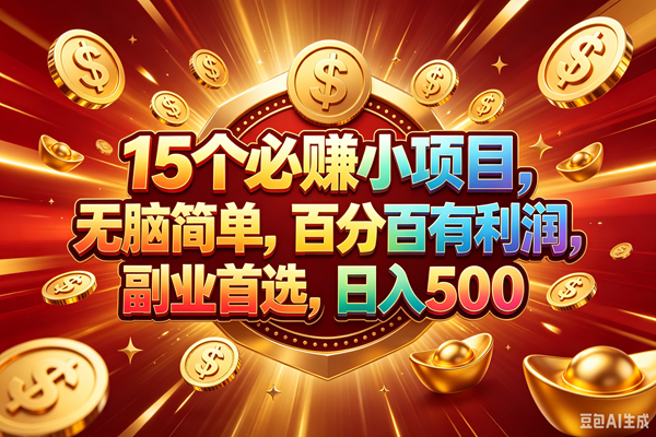 （19143期）15个必赚的小项目，百分百赚元子，无脑简单，副业首选，日入500+-云创网