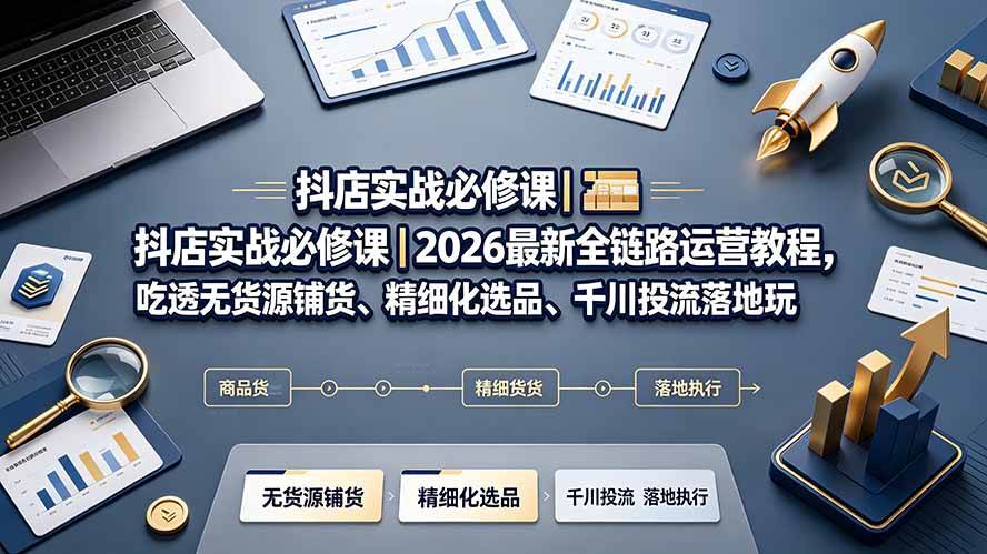 （19549期）抖店实战必修课｜2026最新全链路运营教程，吃透无货源铺货、精细化选品、千川投流落地玩法-云创网