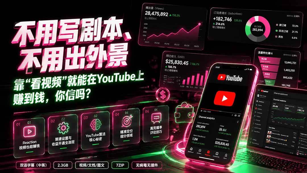 （19646期）不用写剧本、不用出外景——靠”看视频”就能在YouTube上赚到钱，你信吗？【原创双语字幕】-云创网