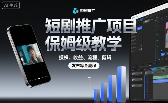 短剧推广项目保姆级教学，授权、收益、流程、剪辑，发布等全流程-云创网