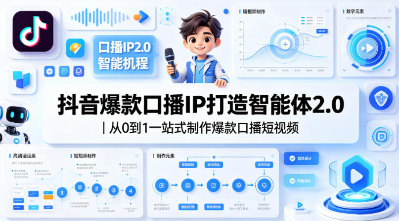 抖音爆款口播IP打造智能体2.0｜从0到1一站式制作爆款口播短视频-云创网