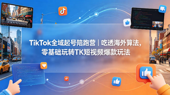 TikTok全域起号陪跑营｜吃透海外算法，零基础玩转TK短视频爆款玩法-云创网