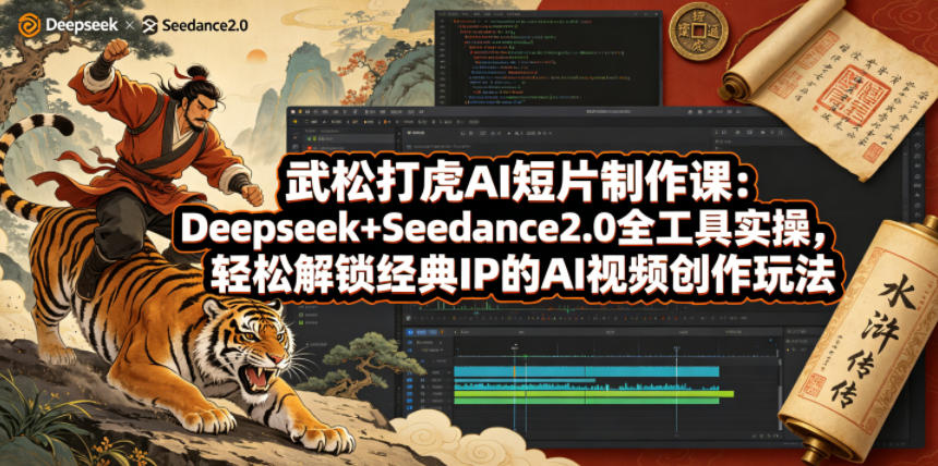 武松打虎AI短片制作课：Deepseek+Seedance2.0全工具实操，轻松解锁经典IP的AI视频创作玩法-云创网