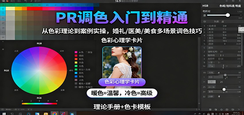 PR调色入门到精通：从色彩理论到案例实操，婚礼/医美/美食多场景调色技巧-云创网