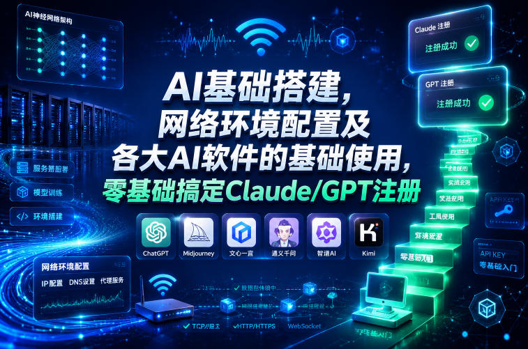 AI基础搭建，网络环境配置及各大AI软件的基础使用，零基础搞定Claude/GPT注册-云创网