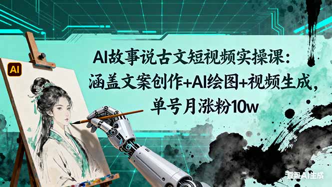 AI故事说古文短视频实操课：涵盖文案创作+AI绘图+视频生成，单号月涨粉10w-云创网