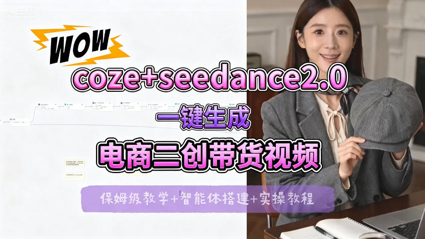 【Coze工作流搭建实操教程】seedance2.0+coze一键生成电商二创带货视频，全流程保姆级教学-云创网