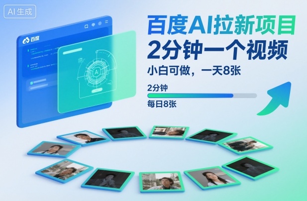 百度AI拉新项目，2分钟一个视频，小白可做，一天8张【附案例+保姆级教程】-云创网