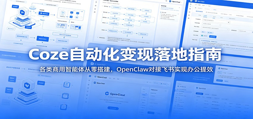 Coze自动化变现落地指南：各类商用智能体从零搭建，OpenClaw对接飞书实现办公提效-云创网