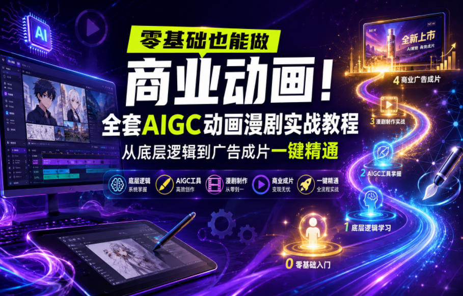 零基础也能做商业动画！全套AIGC动画漫剧实战教程，从底层逻辑到广告成片一键精通（更新0715）-云创网