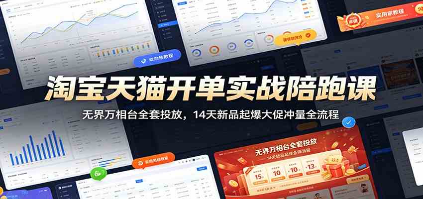 淘宝天猫开单实战陪跑课：无界万相台全套投放，14天新品起爆大促冲量全流程-云创网