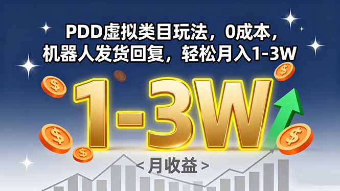 PDD虚拟类目玩法，0成本，机器人发货回复，轻松月入1-3W-云创网