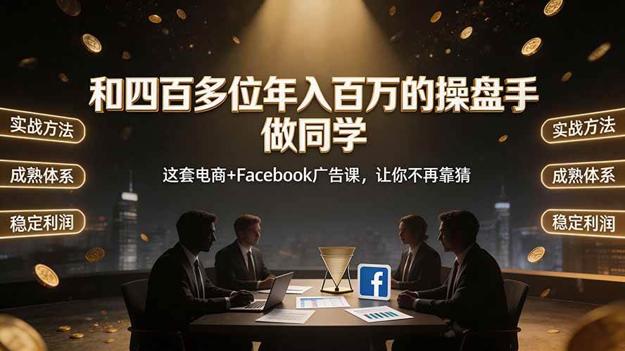 （19592期）和四百多位年入百万的操盘手做同学——这套电商+Facebook广告课，让你不再靠猜【原创双语字幕】-云创网