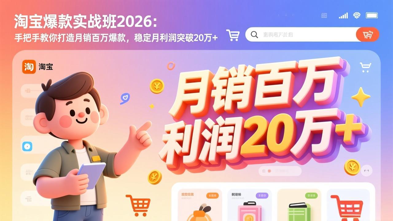 淘宝爆款实战班2026：手把手教你打造月销百万爆款，稳定月利润突破20万+-云创网