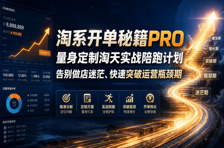 淘系开单秘籍PRO，量身定制淘天实战陪跑计划，告别做店迷茫、快速突破运营瓶颈期（更新20260728）-云创网
