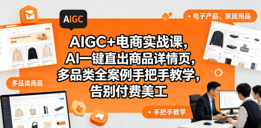 AIGC+电商实战课，AI一键直出商品详情页，多品类全案例手把手教学，告别付费美工（更新0725）-云创网