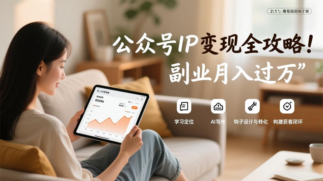 公众号IP变现全攻略，学习定位、AI写作、钩子设计与转化，构建获客闭环，副业月入过万-云创网