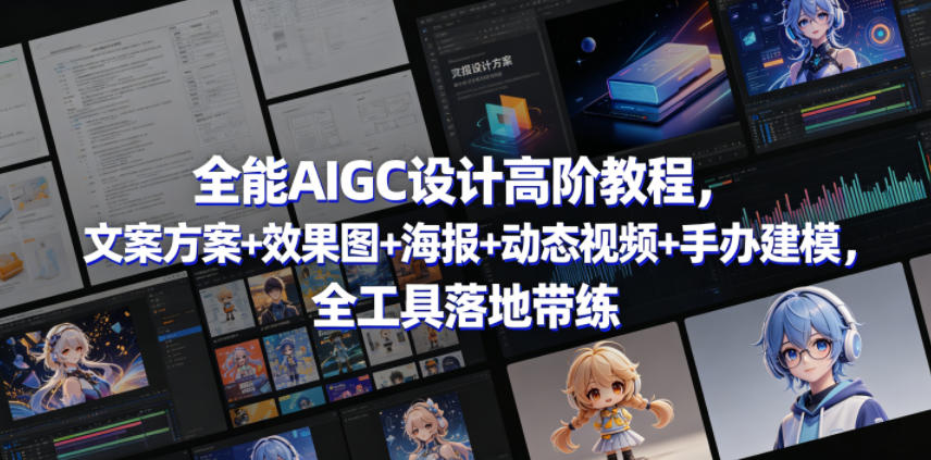 全能AIGC设计高阶教程，文案方案+效果图+海报+动态视频+手办建模，全工具落地带练-云创网