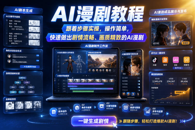 AI漫剧教程，跟着步骤实操，操作简单，快速做出剧情流畅、画质精致的AI漫剧-云创网