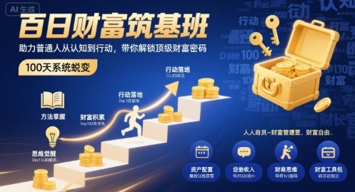 百日财富筑基班，助力普通人从认知到行动，带你解锁顶级财富密码-云创网