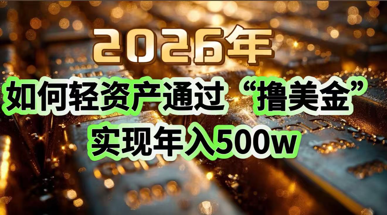 2026年如何轻资产通过“撸美金”实现年入500w-云创网