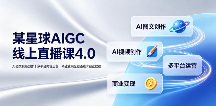 某星球AIGC线上直播课4.0｜AI图文视频创作、多平台内容运营、商业变现全链路进阶副业教程-云创网