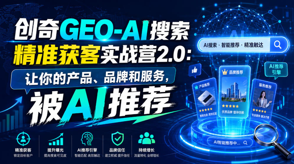 创奇GEO-AI搜索精准获客实战营2.0：让你的产品、品牌和服务，被AI推荐-云创网
