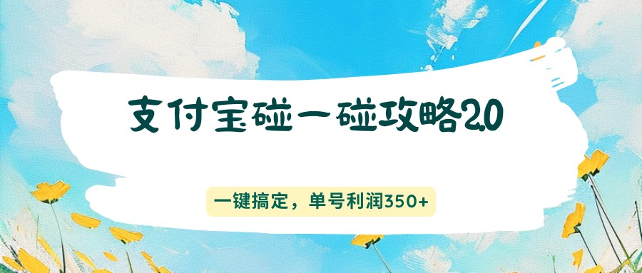 支付宝碰一碰攻略2.0，一键搞定，单号利润350+-云创网
