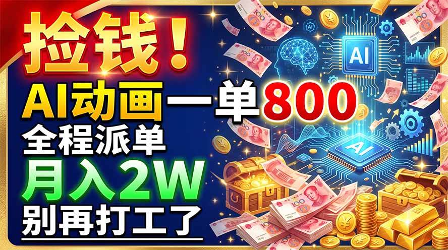 （19330期）捡钱！AI动画一单800，全程派单，月入2W，别再打工了-云创网