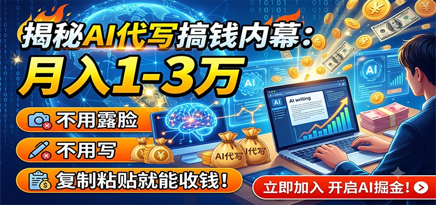 揭秘AI代写搞钱内幕：月入1-3万，不用露脸不用写，复制粘贴就能收钱！-云创网