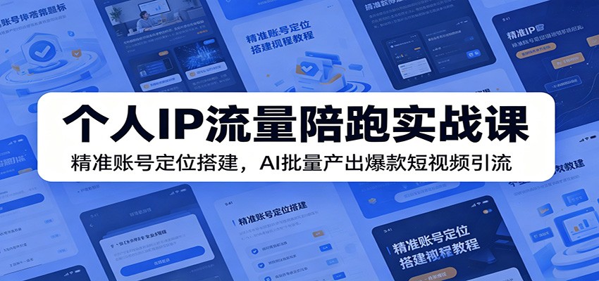 个人IP流量陪跑实战课：精准账号定位搭建，AI批量产出爆款短视频引流-云创网