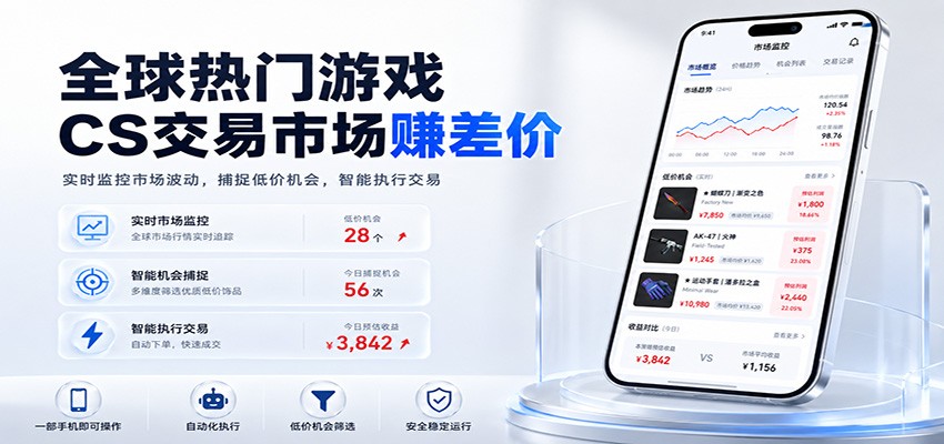全球热门游戏CS交易市场赚差价，一个账号一部手机即可稳定运行，月入过万-云创网